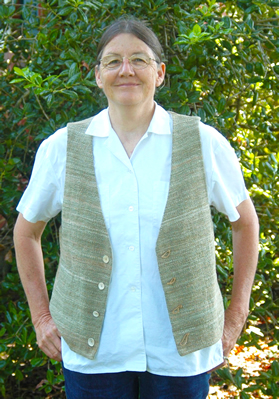 Cindy Conner in her homegrown, handspun, naturally colored cotton vest